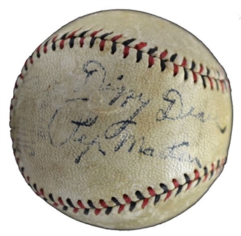Dizzy Dean, Pepper Martin and Jimmie Wilson Signed N.L. Baseball.